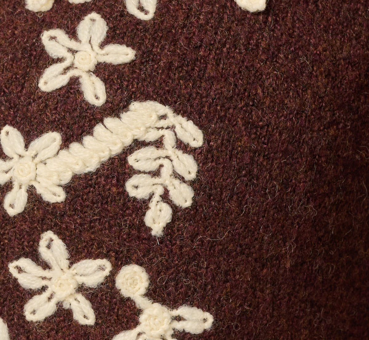 Long Sleeve Contrast Floral Embroidered Cardigan Sweater - Cambridge Brown Cream | Adrianna Papell