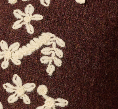 Long Sleeve Contrast Floral Embroidered Cardigan Sweater - Cambridge Brown Cream | Adrianna Papell