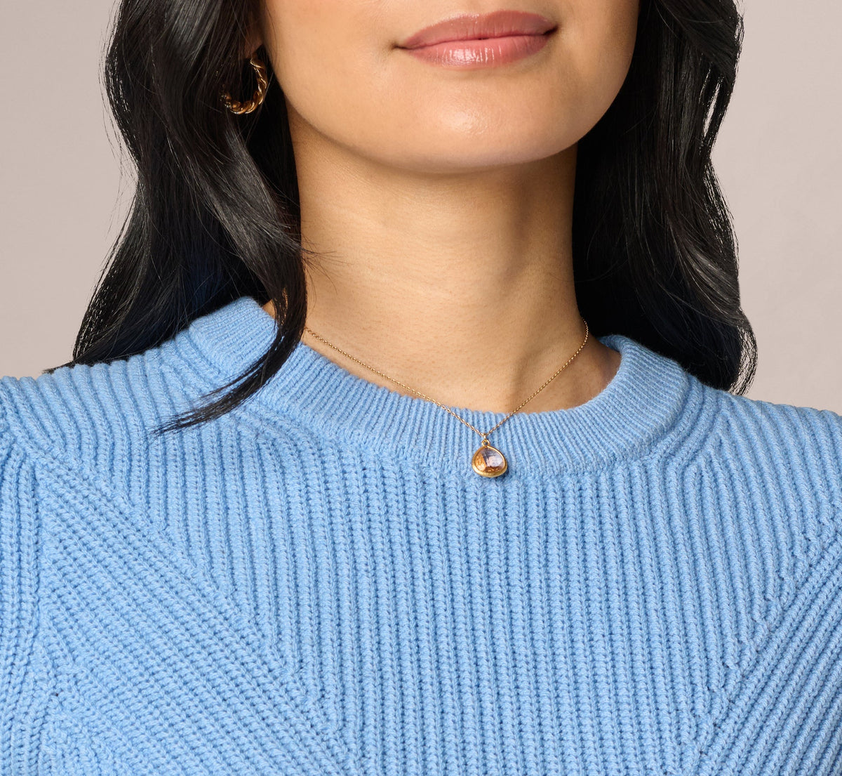 Short Sleeve Shaker Knit Pullover Sweater - Classic Blue | Adrianna Papell