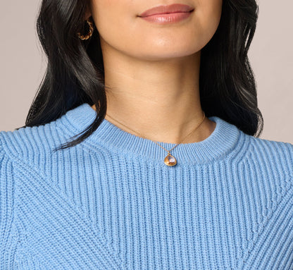 Short Sleeve Shaker Knit Pullover Sweater - Classic Blue | Adrianna Papell