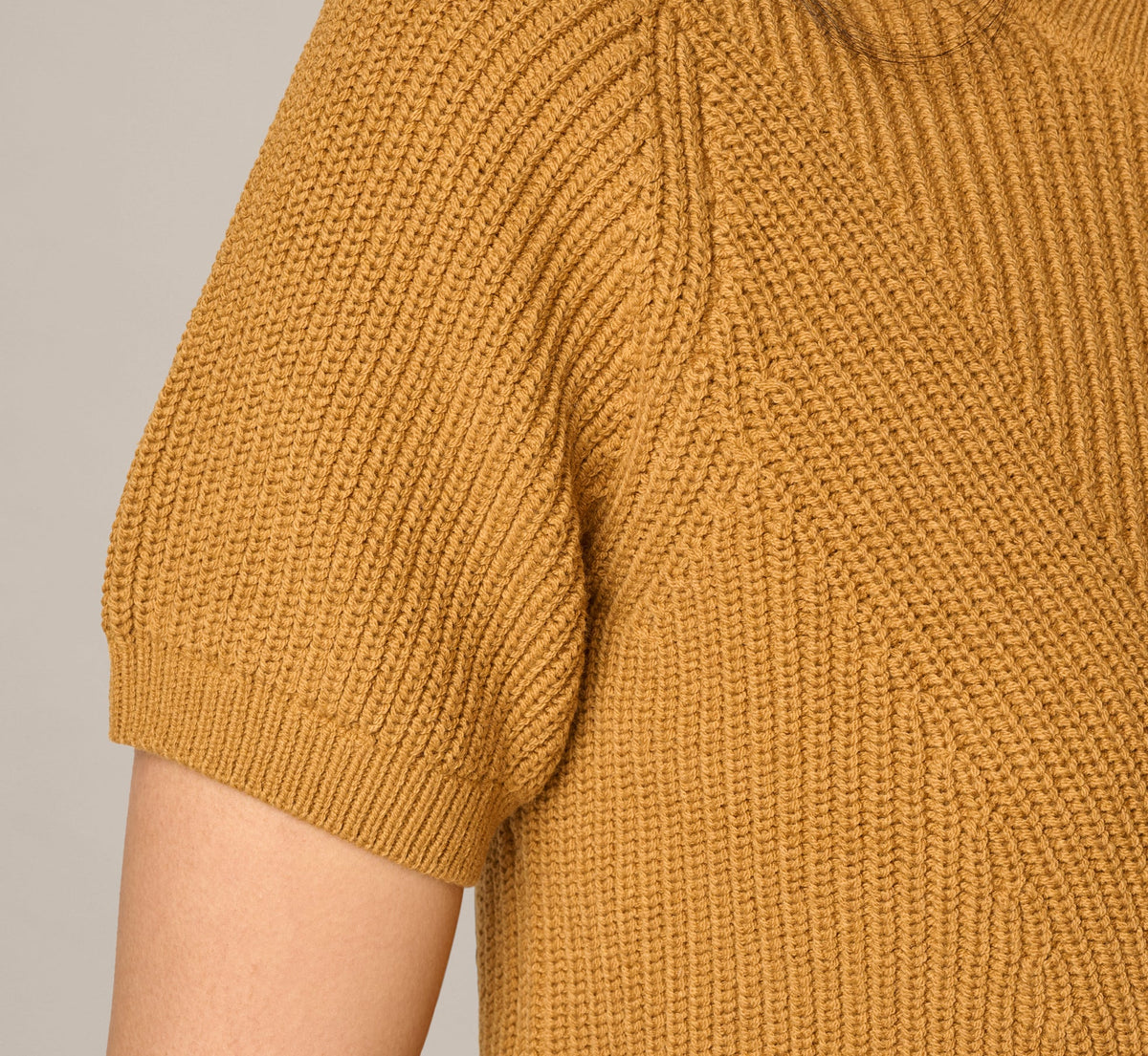 Short Sleeve Shaker Knit Pullover Sweater - Butternut | Adrianna Papell