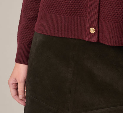 Long Sleeve Textured Knit Cardigan Sweater - Berry | Adrianna Papell