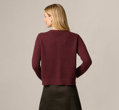 Long Sleeve Textured Knit Cardigan Sweater - Berry | Adrianna Papell