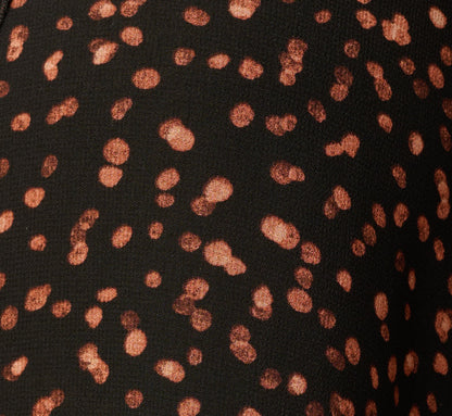 Long Sleeve V Neck Ruffle Top - Black Amber Dot | Adrianna Papell