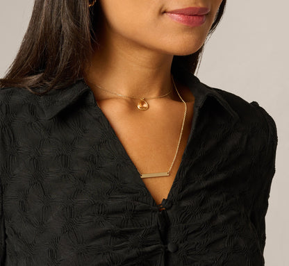 Long Sleeve Textured Semisheer  Ruched Blouse - Black | Adrianna Papell