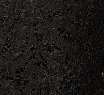 Long Sleeve Satin Trim Sheer Lace Blouse - Black | Adrianna Papell