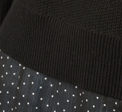 Long Sleeve Tie Neck Twofer Sweater Top - Black W  Black Ivory Dot | Adrianna Papell