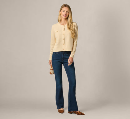 Long Sleeve Textured Knit Cardigan Sweater - Cream | Adrianna Papell