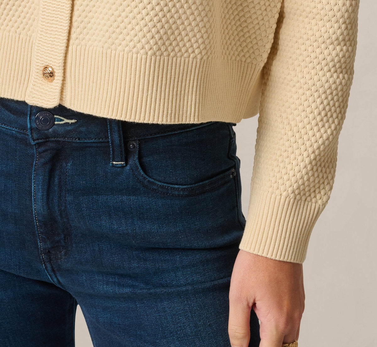 Long Sleeve Textured Knit Cardigan Sweater - Cream | Adrianna Papell