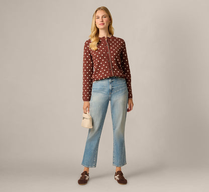 Long Sleeve Crew Neck Cardigan Sweater - Hazelnut Cream | Adrianna Papell