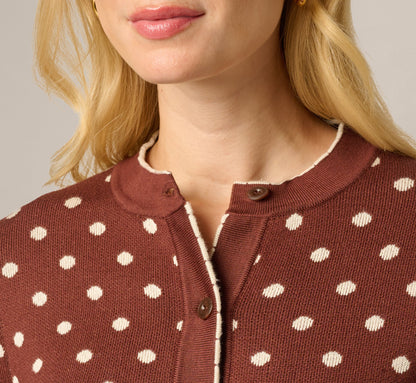 Long Sleeve Crew Neck Cardigan Sweater - Hazelnut Cream | Adrianna Papell