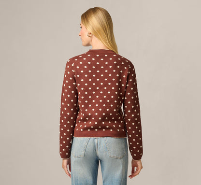 Long Sleeve Crew Neck Cardigan Sweater - Hazelnut Cream | Adrianna Papell