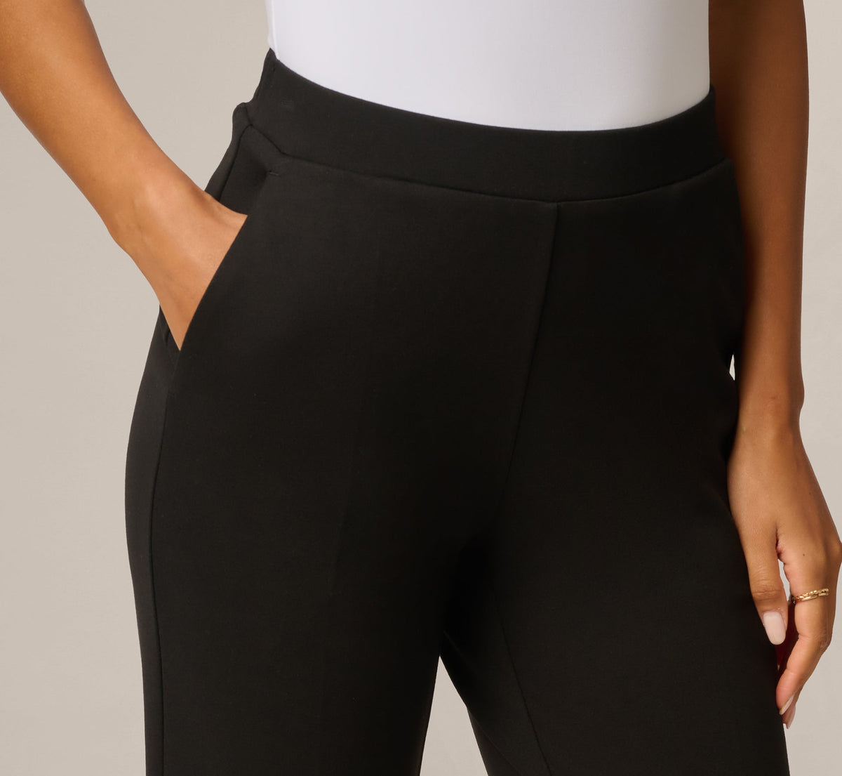 Straight Leg Stretch Ponte Pant - Black | Adrianna Papell