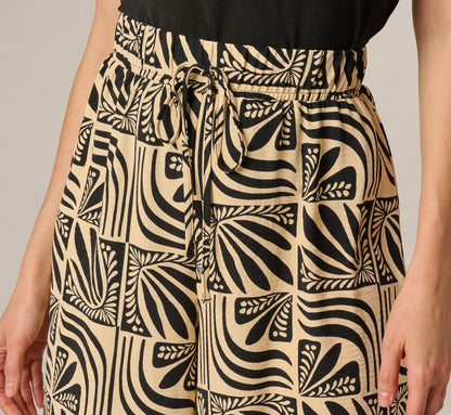 Wide Leg Drawstring Pant - Birch Black Retro Tile | Adrianna Papell
