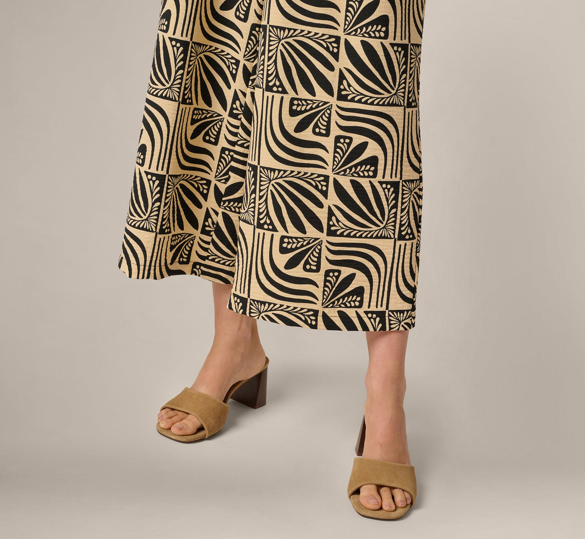 Wide Leg Drawstring Pant - Birch Black Retro Tile | Adrianna Papell