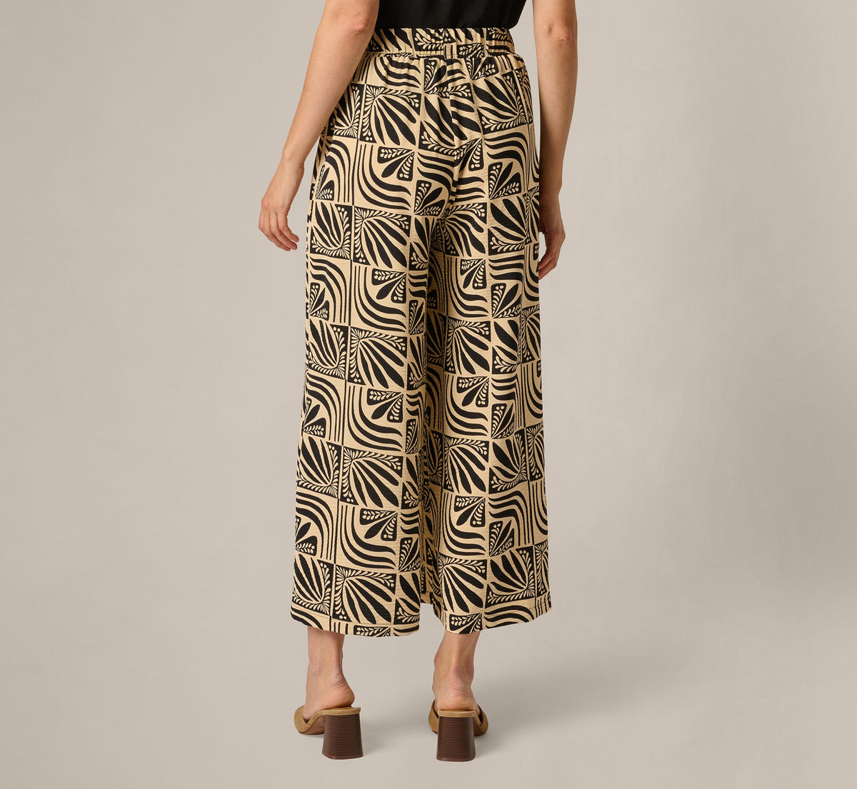 Wide Leg Drawstring Pant - Birch Black Retro Tile | Adrianna Papell
