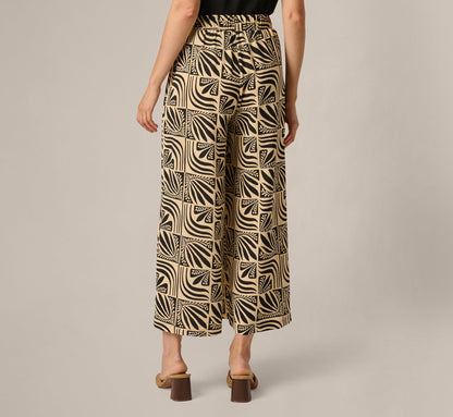 Wide Leg Drawstring Pant - Birch Black Retro Tile | Adrianna Papell