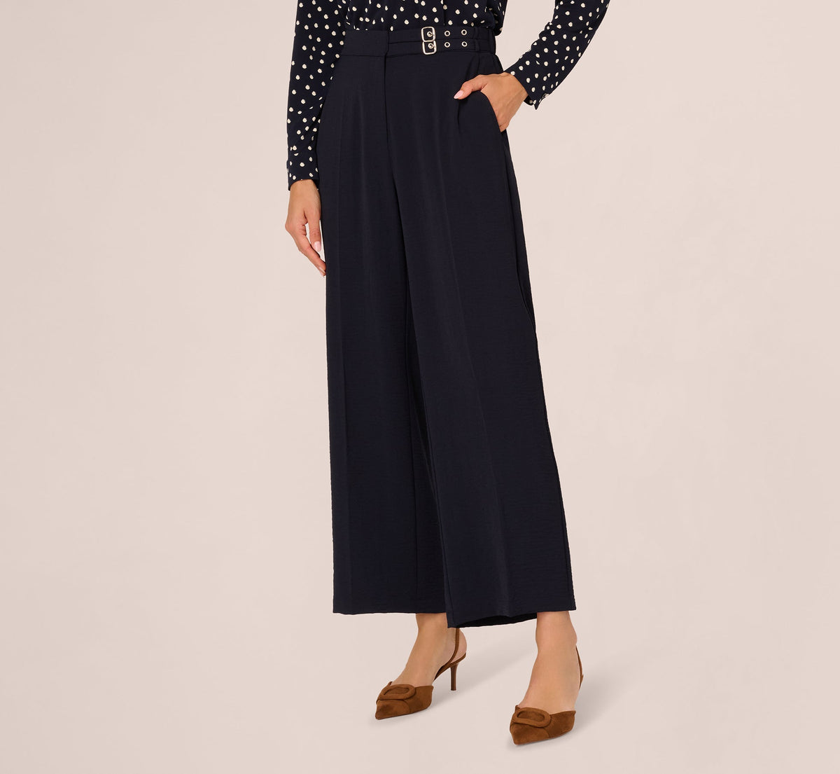 Straight Leg Side Buckle Pant - Blue Moon | Adrianna Papell