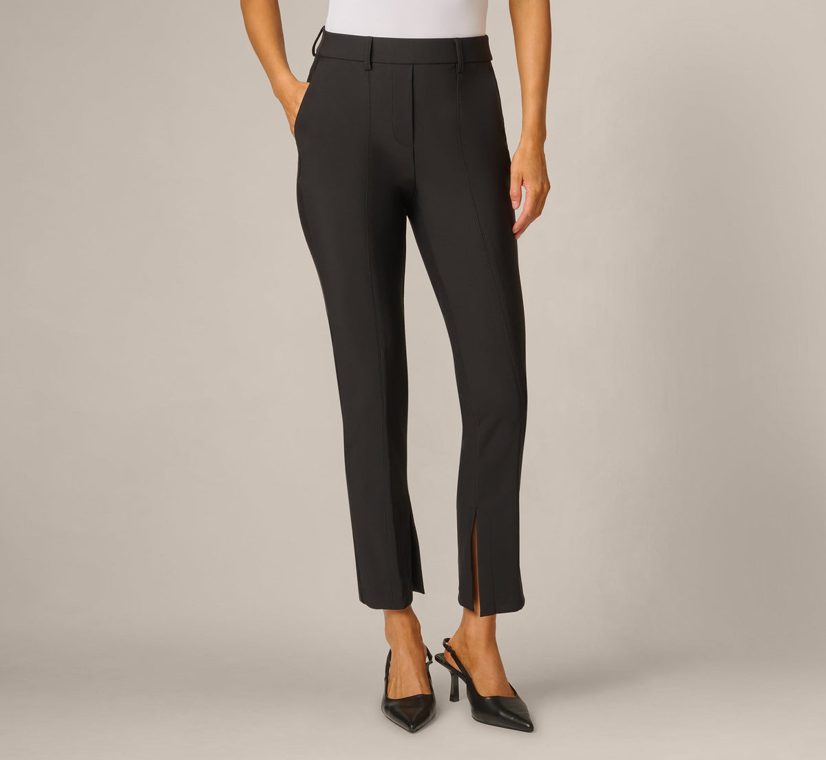 Tapered Straight Fit Tech Stretch Pant - Black | Adrianna Papell