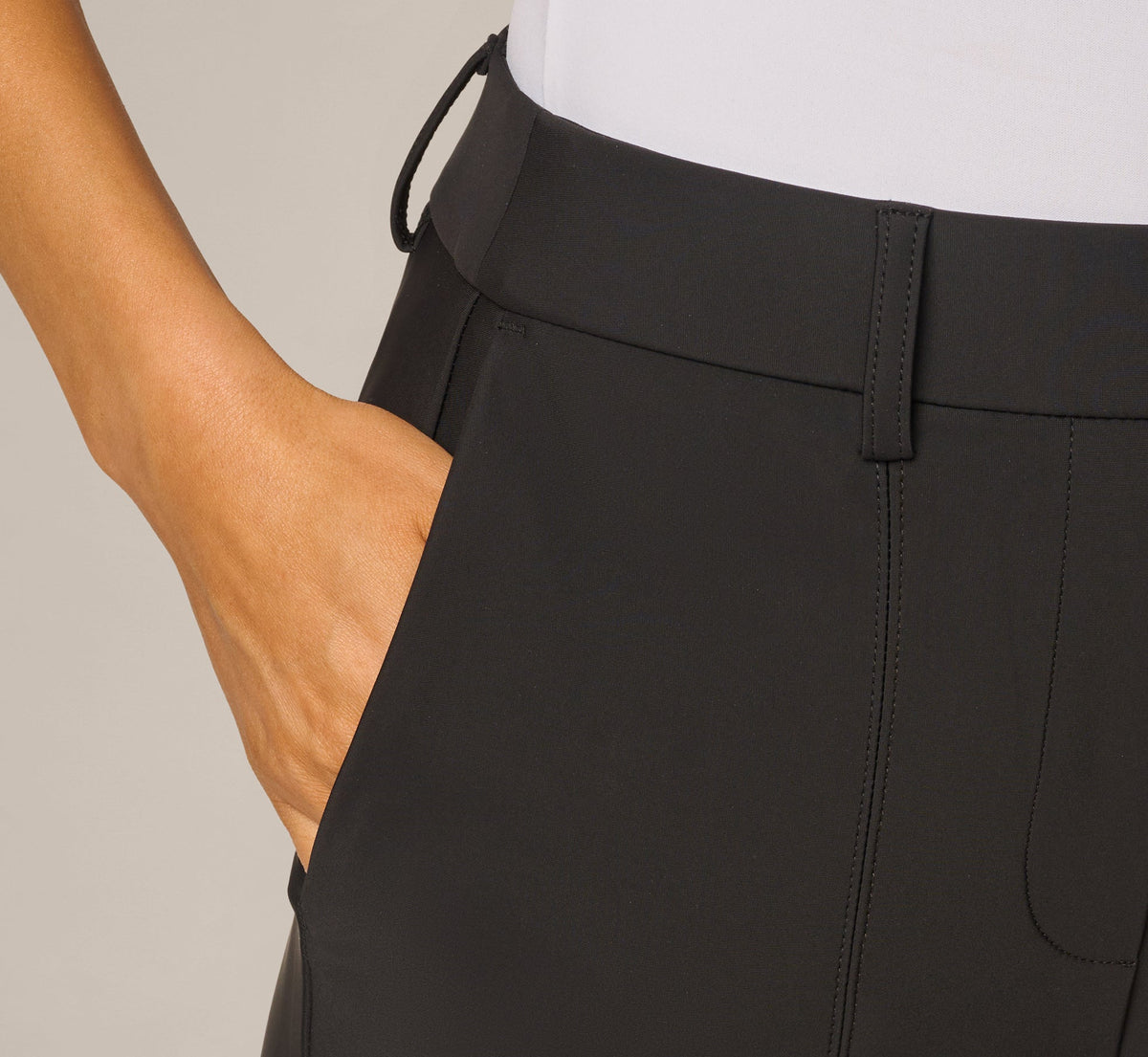 Tapered Straight Fit Tech Stretch Pant - Black | Adrianna Papell