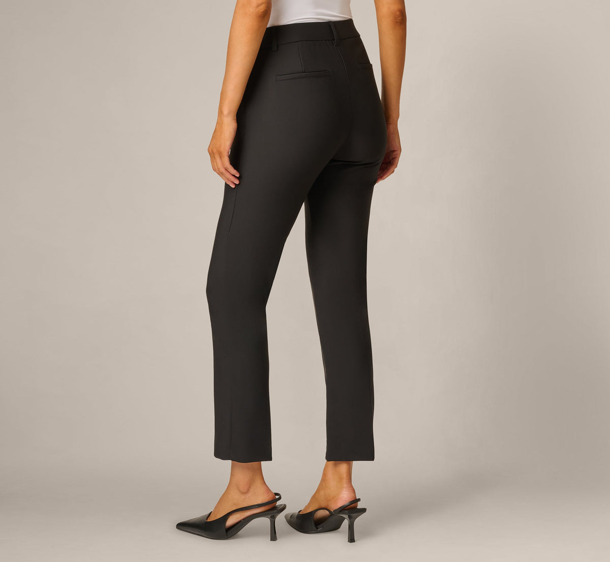 Tapered Straight Fit Tech Stretch Pant - Black | Adrianna Papell