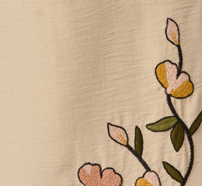 Floral Embroidery Wide Leg Pant - Pale Oak | Adrianna Papell