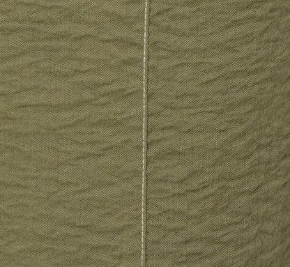 Contrast Stitching Crinkle Midi Pant - Oil Green Ivory | Adrianna Papell