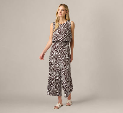 Pull On Cropped Wide Leg Pant - Chocolate Patchwork Stripe | Adrianna Papell