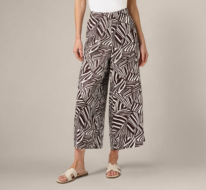 Pull On Cropped Wide Leg Pant - Chocolate Patchwork Stripe | Adrianna Papell