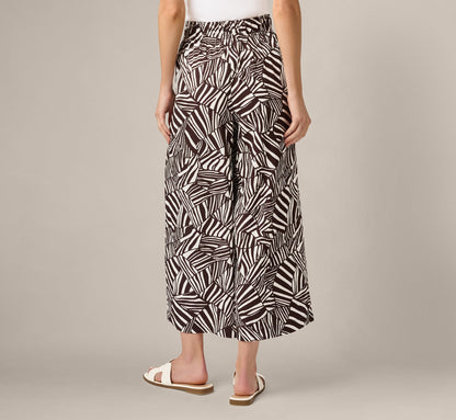 Pull On Cropped Wide Leg Pant - Chocolate Patchwork Stripe | Adrianna Papell