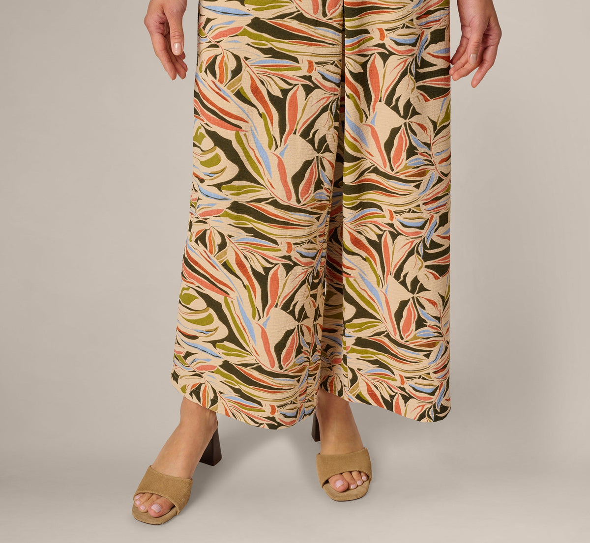 Wide Leg Airflow Crinkle Pant - Watercolor Leaf | Adrianna Papell