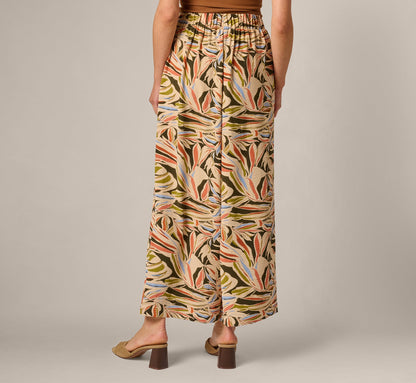 Wide Leg Airflow Crinkle Pant - Watercolor Leaf | Adrianna Papell