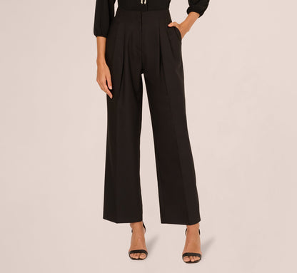 Wide Leg Pleated Trouser - Black | Adrianna Papell