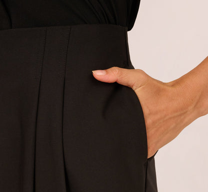 Wide Leg Pleated Trouser - Black | Adrianna Papell