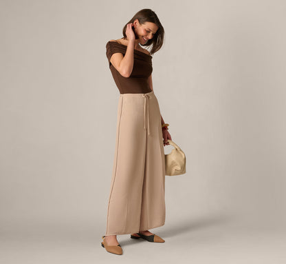 Wide Leg Airflow Braided Trim Pant - Bamboo | Adrianna Papell