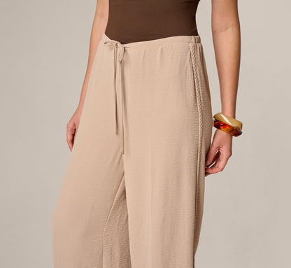 Wide Leg Airflow Braided Trim Pant - Bamboo | Adrianna Papell