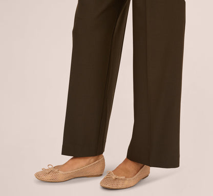 Wide Leg Pleated Trouser - Military Green | Adrianna Papell