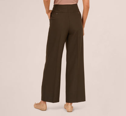 Wide Leg Pleated Trouser - Military Green | Adrianna Papell