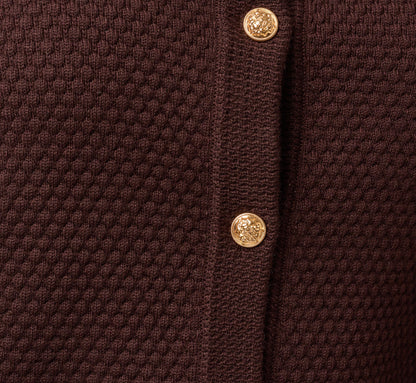 Long Sleeve Textured Knit Cardigan Sweater - Chocolate | Adrianna Papell