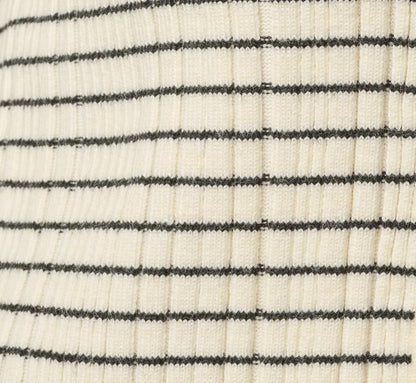 Long Sleeve V Neck Ruffle Cardigan Sweater - Cream Black | Adrianna Papell