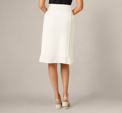 Pearly Trim Knit Midi Skirt - Meringue | Adrianna Papell