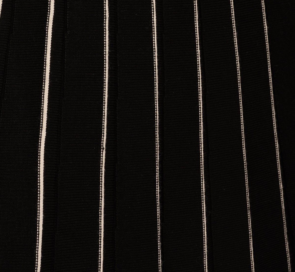 Pleated Pinstriped Knit Midi Skirt - Black Cream | Adrianna Papell