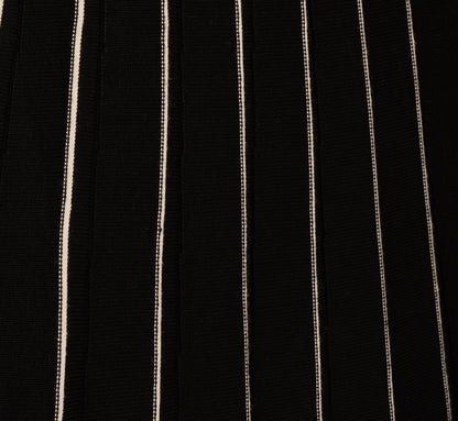 Pleated Pinstriped Knit Midi Skirt - Black Cream | Adrianna Papell