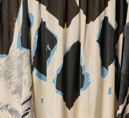 Printed Side Slit A Line Midi Skirt - Blue Diamond Tiki | Adrianna Papell