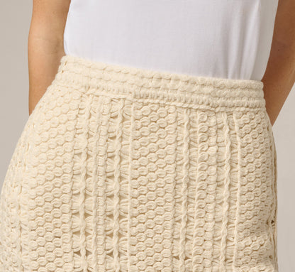 Cable Crochet Fringe Short Skirt - Cream | Adrianna Papell