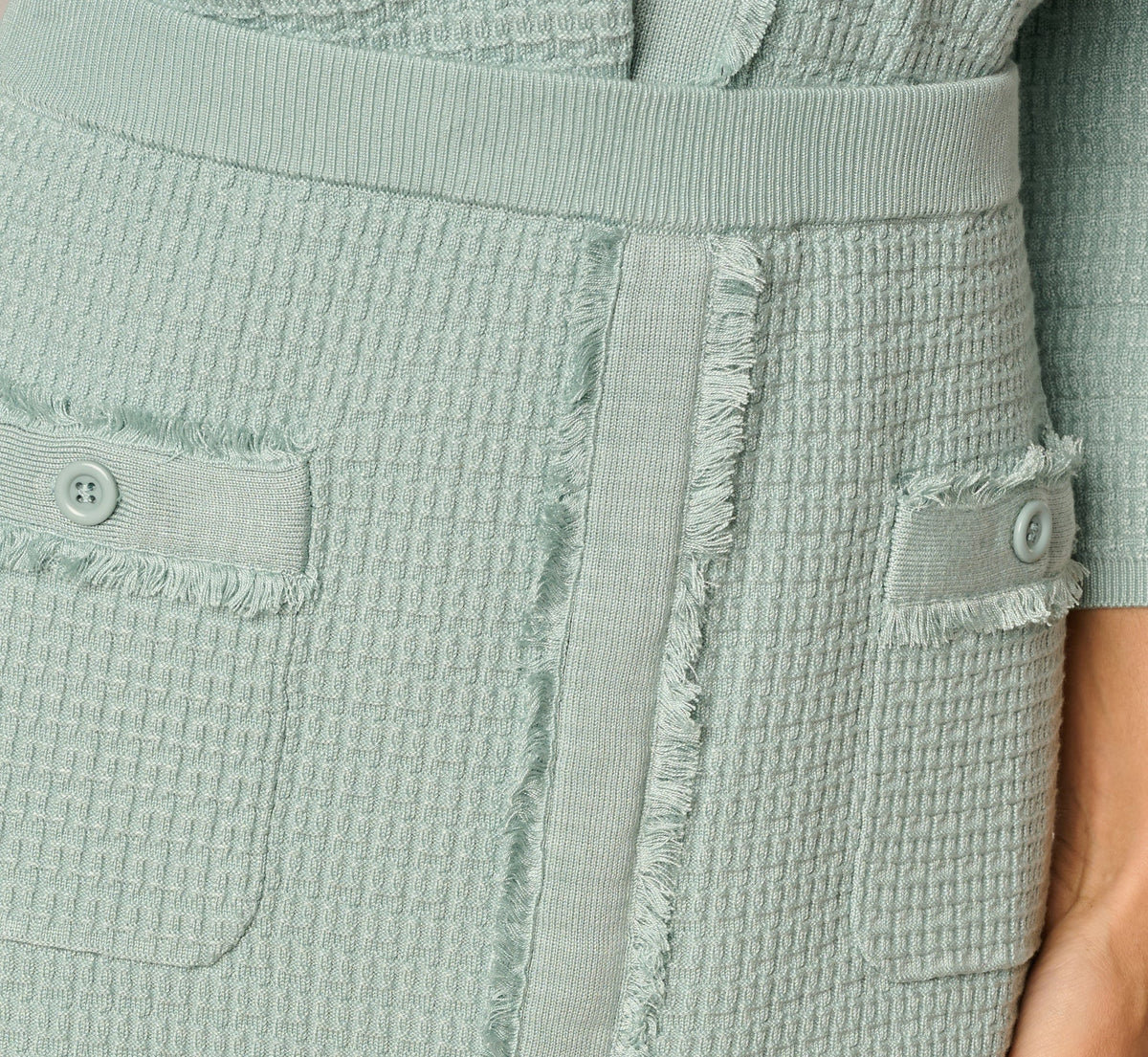 Fray Trimmed Pencil Skirt With Pockets - Dusty Seamist | Adrianna Papell