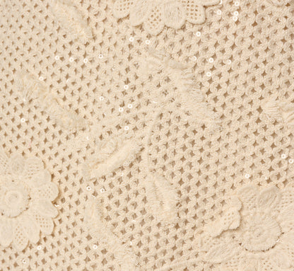 Floral Sequin Crochet Mini Skirt - Seedpearl | Adrianna Papell