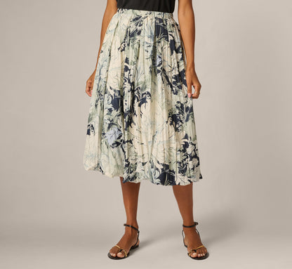 A Line Midi Bubble Skirt - Soft Cloud Vintage Floral | Adrianna Papell