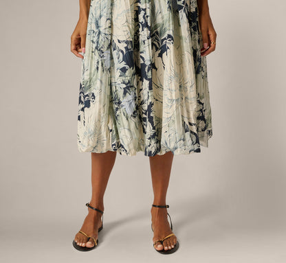 A Line Midi Bubble Skirt - Soft Cloud Vintage Floral | Adrianna Papell