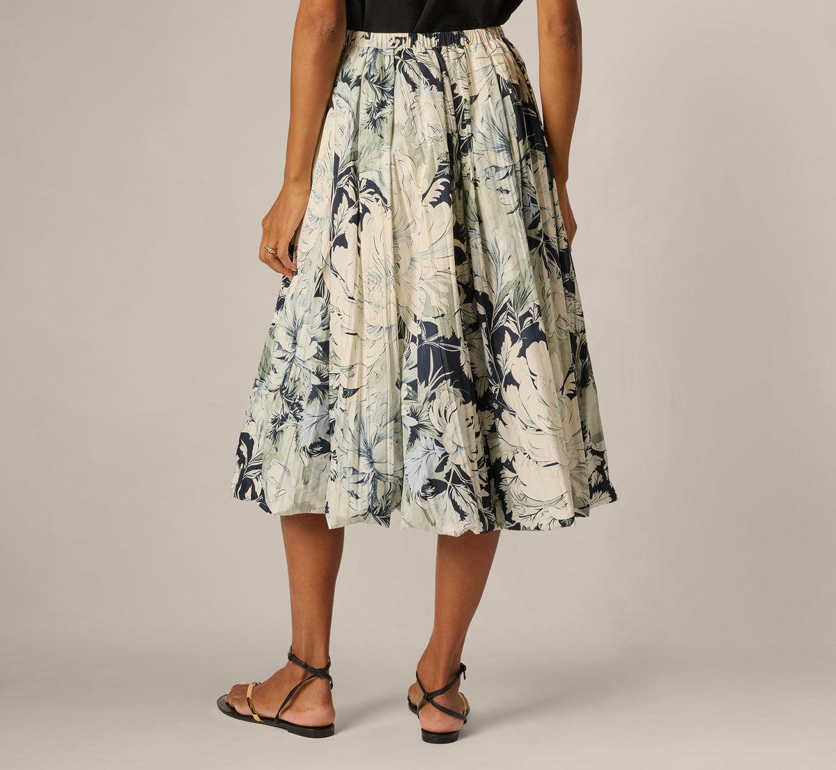 A Line Midi Bubble Skirt - Soft Cloud Vintage Floral | Adrianna Papell